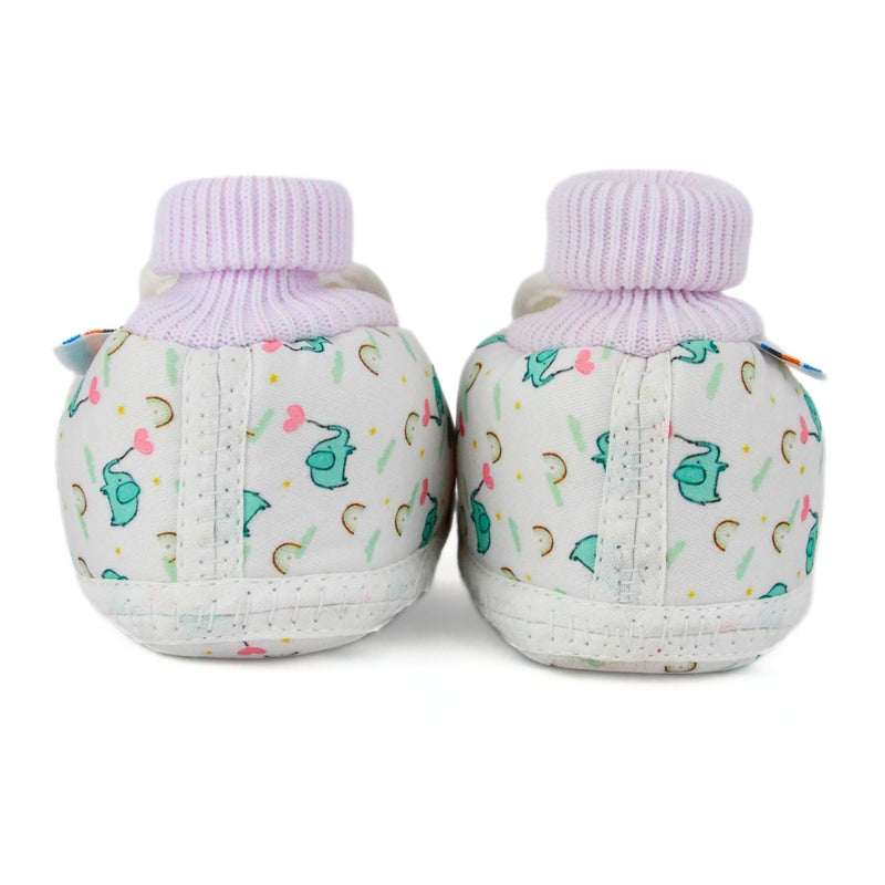Baby Unisex Elephant Printed Soft Cotton Pre-Walker White,Green Rabbit Face Shoe Booties-BT5572