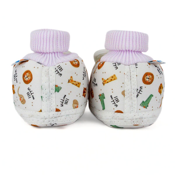 Baby Unisex Elephant Printed Soft Cotton Pre-Walker White Rabbit Face Shoe Booties-BT5573