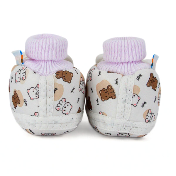 Baby Unisex Elephant Printed Soft Cotton Pre-Walker White,Brown Rabbit Face Shoe Booties-BT5574