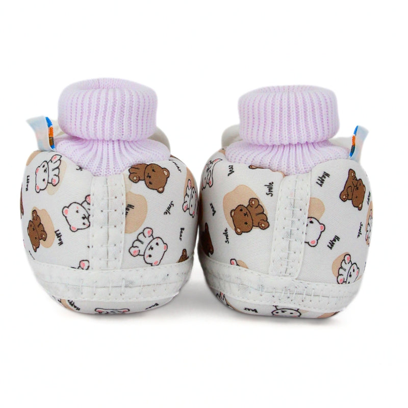 Baby Unisex Elephant Printed Soft Cotton Pre-Walker White,Brown Rabbit Face Shoe Booties-BT5574