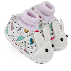 Baby Unisex Elephant Printed Soft Cotton Pre-Walker White Rabbit Face Shoe Booties-BT5575
