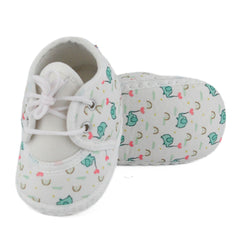 Baby Unisex Giraffe Printed Soft Cotton White,Green Lace Shoe Booties-BT5577