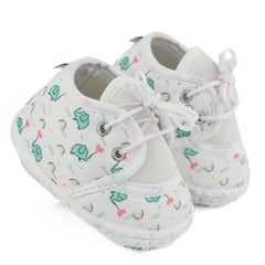 Baby Unisex Giraffe Printed Soft Cotton White,Green Lace Shoe Booties-BT5577