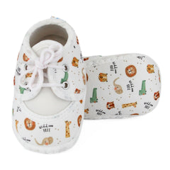 Baby Unisex Giraffe Printed Soft Cotton White Lace Shoe Booties-BT5579