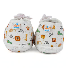 Baby Unisex Giraffe Printed Soft Cotton White Lace Shoe Booties-BT5579