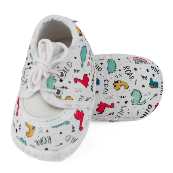 Baby Unisex Giraffe Printed Soft Cotton White Lace Shoe Booties-BT5580