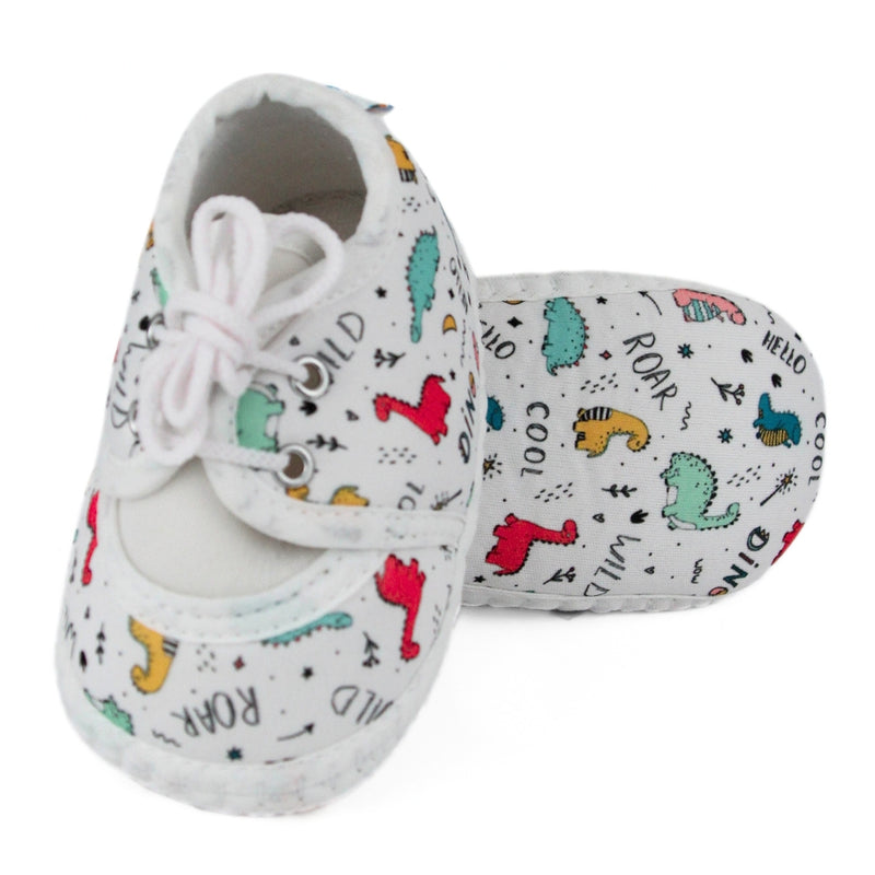 Baby Unisex Giraffe Printed Soft Cotton White Lace Shoe Booties-BT5580