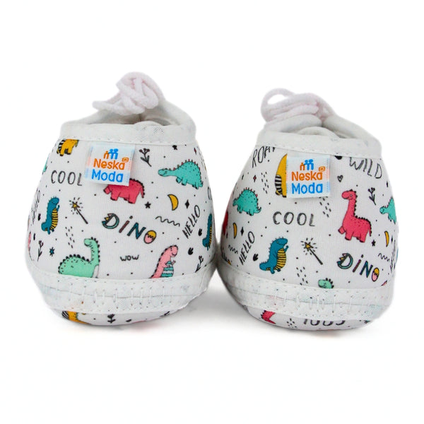 Baby Unisex Giraffe Printed Soft Cotton White Lace Shoe Booties-BT5580