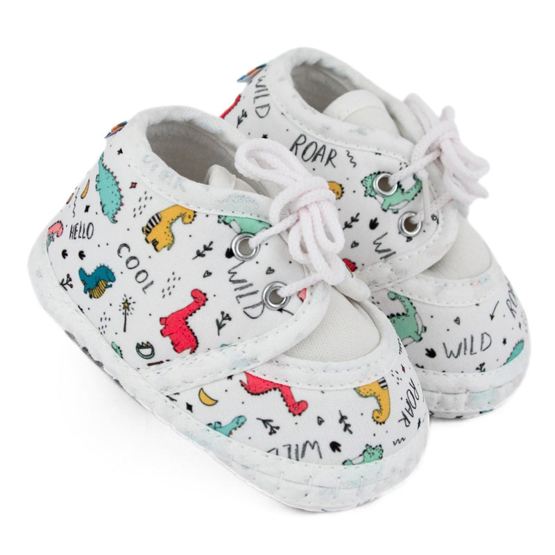Baby Unisex Giraffe Printed Soft Cotton White Lace Shoe Booties-BT5580