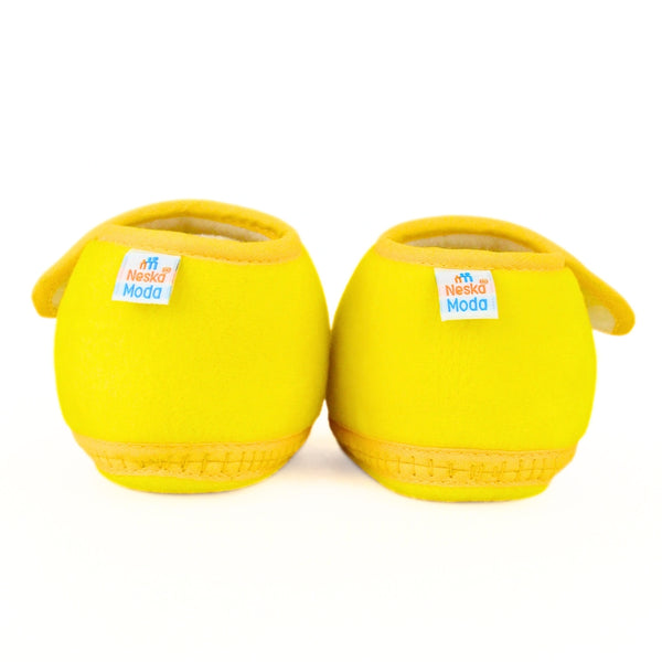 Baby Girls Velboa Butterfly White,Yellow Velcro Shoe Booties-BT5586