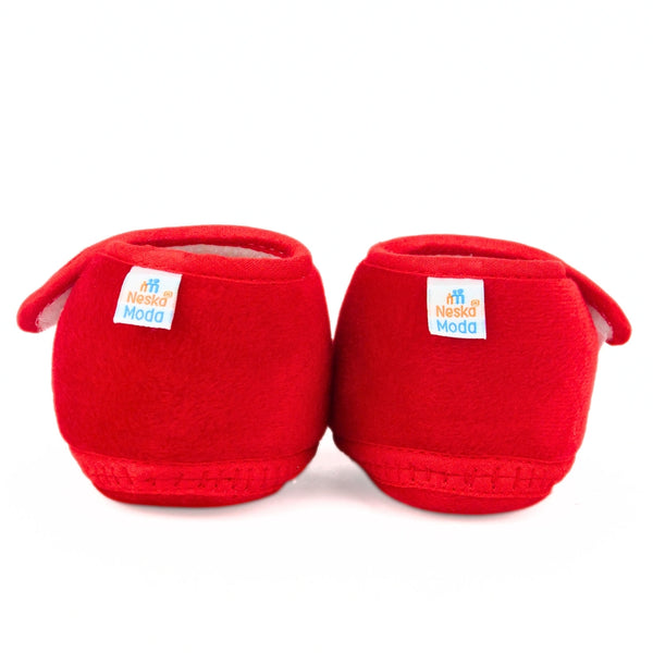 Baby Girls Velboa Butterfly White,Red Velcro Shoe Booties-BT5587