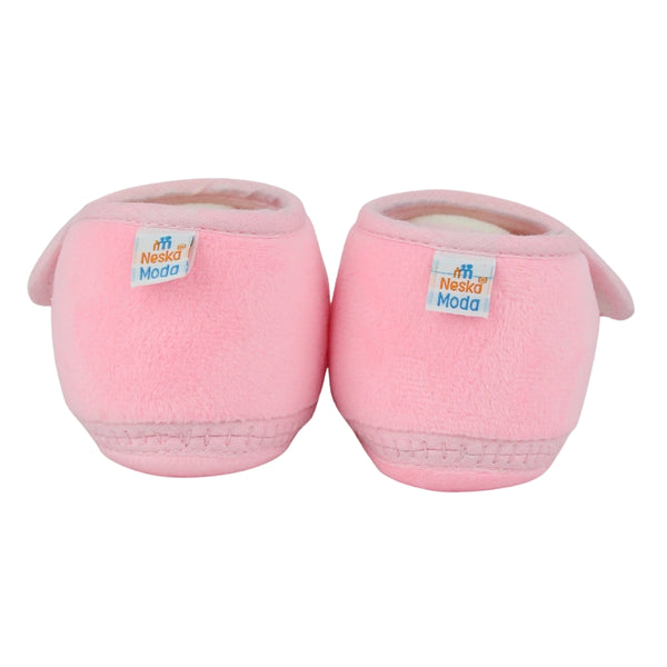 Baby Girls Velboa Butterfly White,Pink Velcro Shoe Booties-BT5588