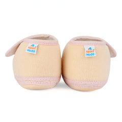 Baby Girls Velboa Butterfly White,Pink Velcro Shoe Booties-BT5590
