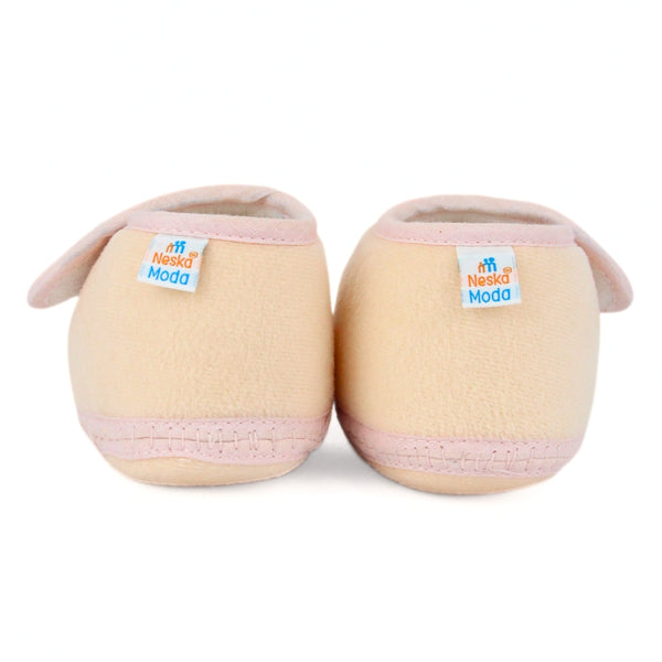 Baby Girls Velboa Butterfly White,Pink Velcro Shoe Booties-BT5590