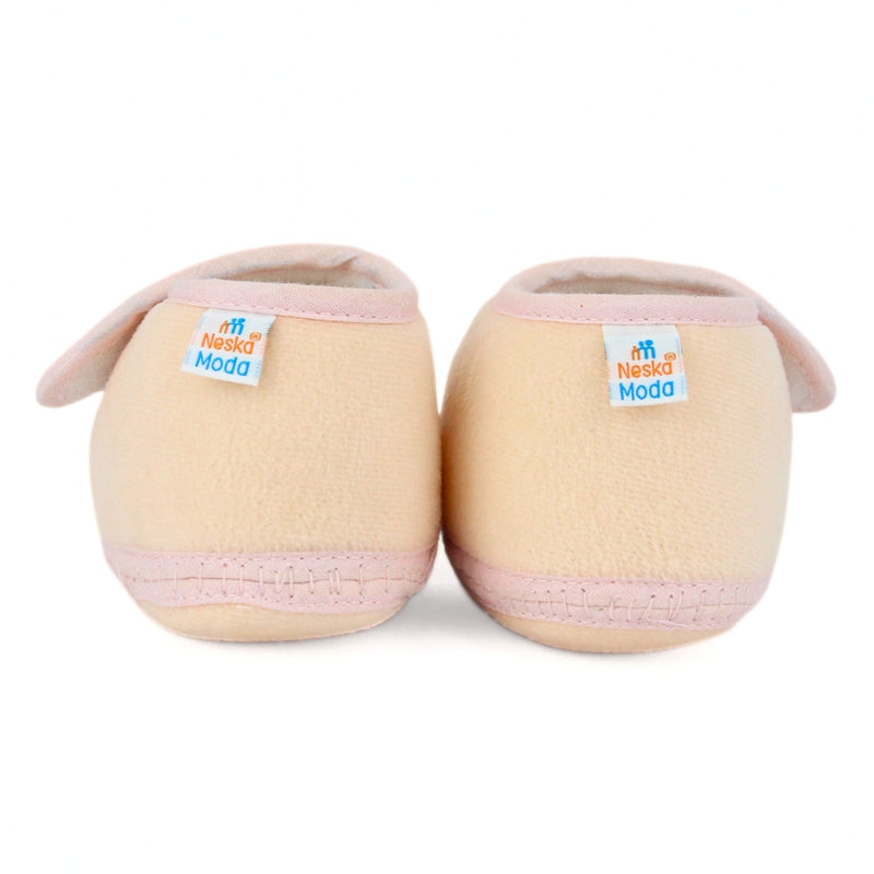 Baby Girls Velboa Butterfly White,Pink Velcro Shoe Booties-BT5590