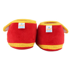 Baby Unisex Velboa Bear Face Red,Yellow Velcro Shoe Booties-BT5596