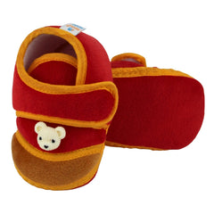 Baby Unisex Bear Face Soft Velboa Red,Brown Velcro Shoe-BT5604