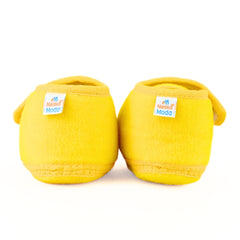 Baby Unisex Velboa Bear Face Yellow,White Velcro Shoe Booties-BT5605