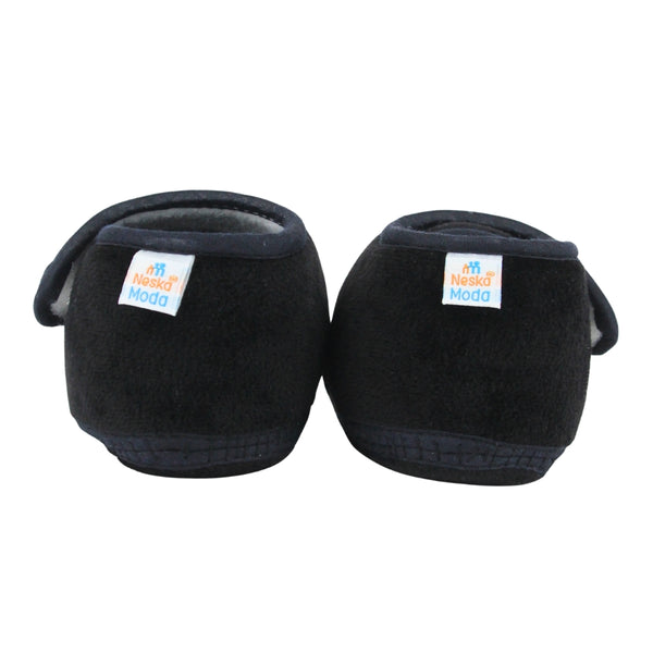Baby Unisex Bear Face Soft Velboa Black,White Velcro Shoe-BT5610