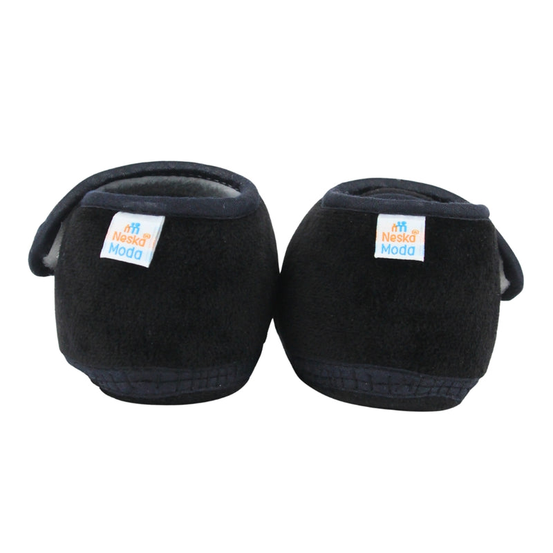 Baby Unisex Bear Face Soft Velboa Black,White Velcro Shoe-BT5610