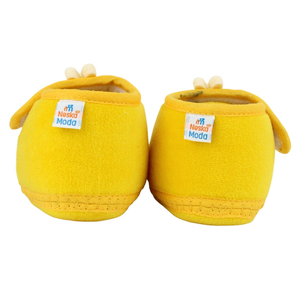 Baby Unisex Velboa Rabbit Face Yellow,White Velcro Shoe Booties-BT5612