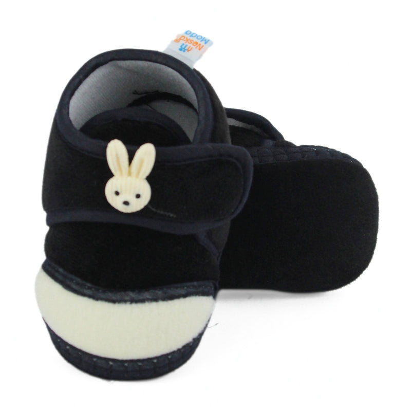 Baby Unisex Velboa Rabbit Face Black,White Velcro Shoe Booties-BT5618