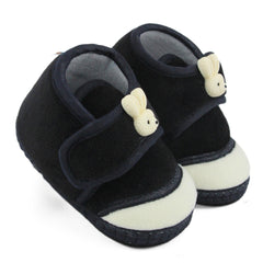 Baby Unisex Velboa Rabbit Face Black,White Velcro Shoe Booties-BT5618
