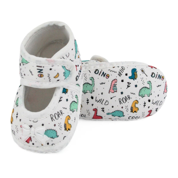 Baby Girls Giraffe Printed Soft Cotton Bow Green,Pink Velcro Belly Booties-BT5621