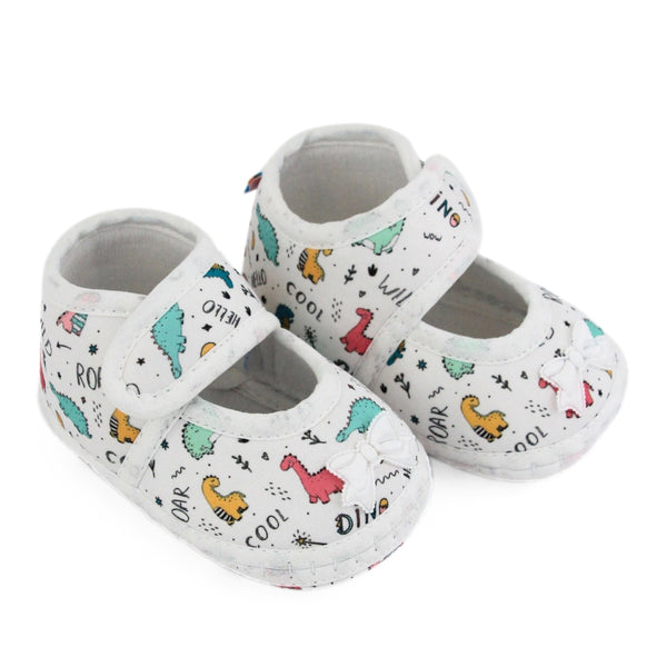 Baby Girls Giraffe Printed Soft Cotton Bow Green,Pink Velcro Belly Booties-BT5621