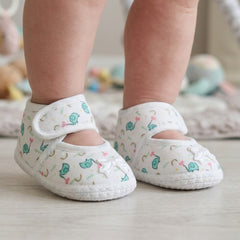 Baby Girls Giraffe Printed Soft Cotton Bow Green,Pink Velcro Belly Booties-BT5622
