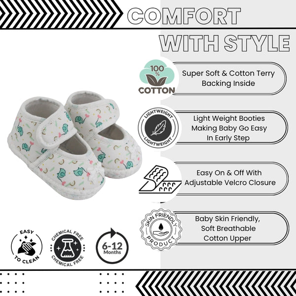 Baby Girls Giraffe Printed Soft Cotton Bow Green,Pink Velcro Belly Booties-BT5622