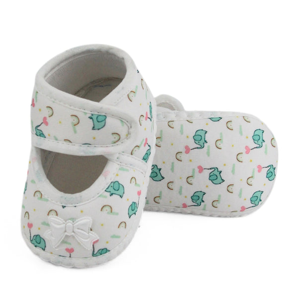 Baby Girls Giraffe Printed Soft Cotton Bow Green,Pink Velcro Belly Booties-BT5622