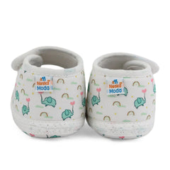 Baby Girls Giraffe Printed Soft Cotton Bow Green,Pink Velcro Belly Booties-BT5622