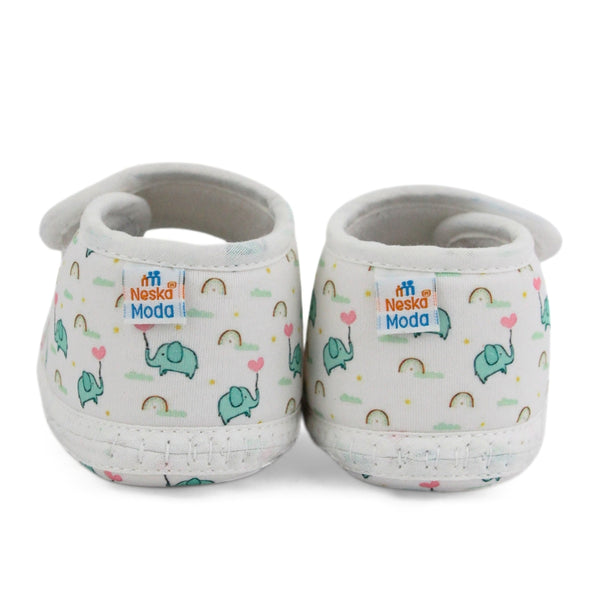 Baby Girls Giraffe Printed Soft Cotton Bow Green,Pink Velcro Belly Booties-BT5622