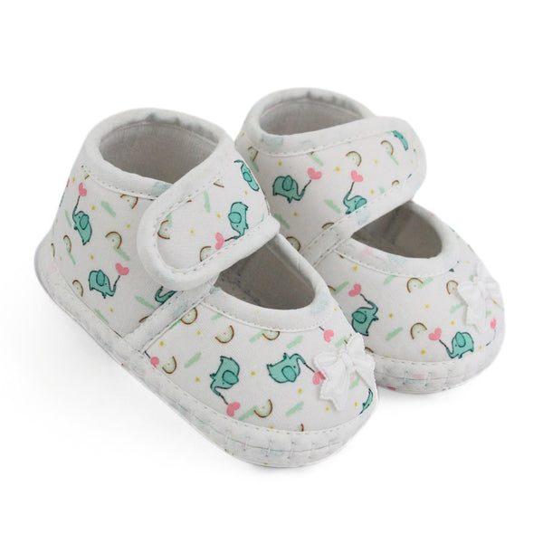 Baby Girls Giraffe Printed Soft Cotton Bow Green,Pink Velcro Belly Booties-BT5622