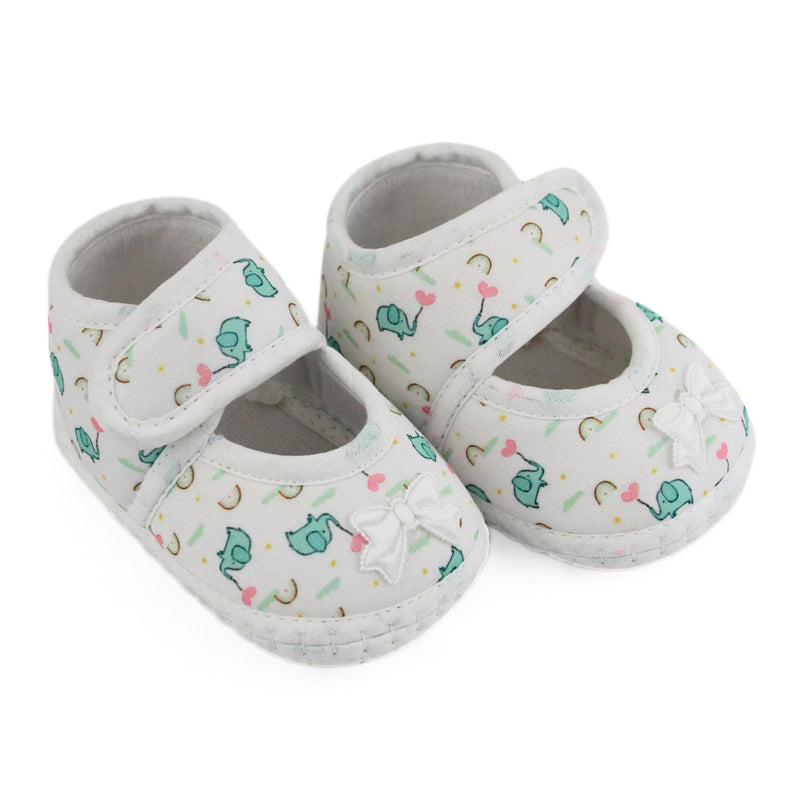 Baby Girls Giraffe Printed Soft Cotton Bow Green,Pink Velcro Belly Booties-BT5622