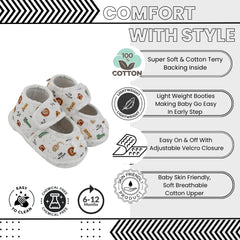 Baby Girls Giraffe Printed Soft Cotton Bow Orange,Green Velcro Belly Booties-BT5623