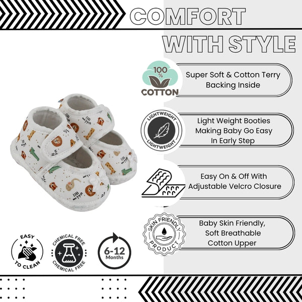 Baby Girls Giraffe Printed Soft Cotton Bow Orange,Green Velcro Belly Booties-BT5623