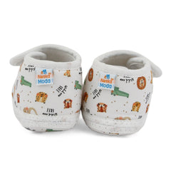Baby Girls Giraffe Printed Soft Cotton Bow Orange,Green Velcro Belly Booties-BT5623