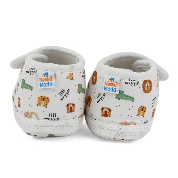 Baby Girls Giraffe Printed Soft Cotton Bow Orange,Green Velcro Belly Booties-BT5623