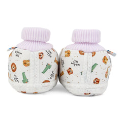 Baby Unisex Teddy Printed Cotton Bow Pre-Walker Orange,Green Slip-on Shoe Booties-BT5627