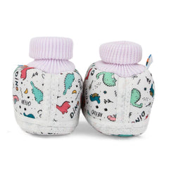 Baby Unisex Teddy Printed Cotton Bow Pre-Walker Green,Pink Slip-on Shoe Booties-BT5628