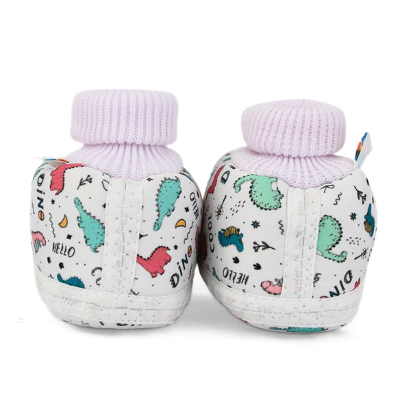 Baby Unisex Teddy Printed Cotton Bow Pre-Walker Green,Pink Slip-on Shoe Booties-BT5628