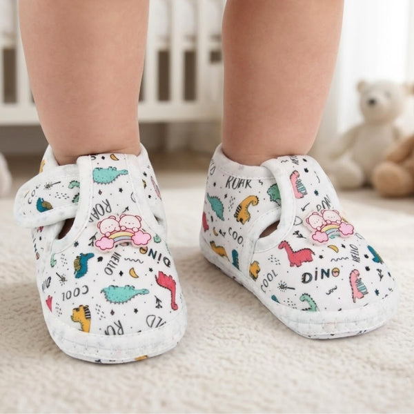 Baby Unisex Giraffe Printed Soft Cotton Rabbit Face Green,Pink Velcro Shoe Booties-BT5630