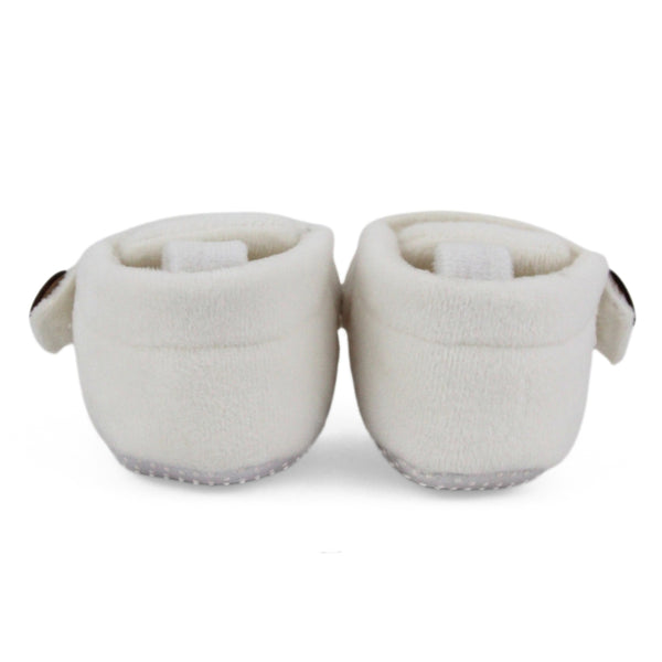 Baby Unisex Soft Velboa White Velcro Shoe Booties-BT5632