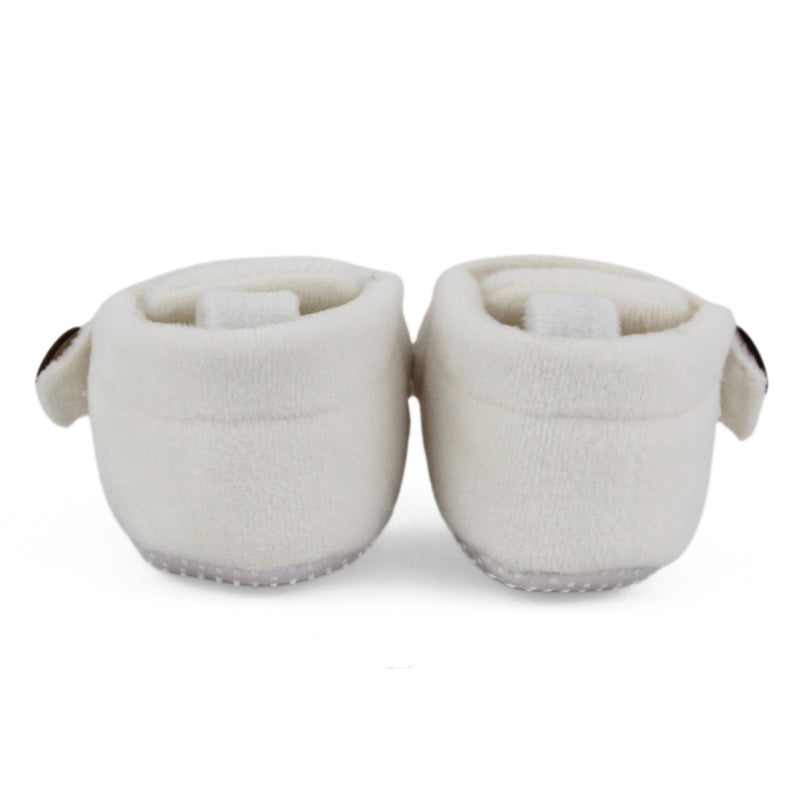 Baby Unisex Soft Velboa White Velcro Shoe Booties-BT5632
