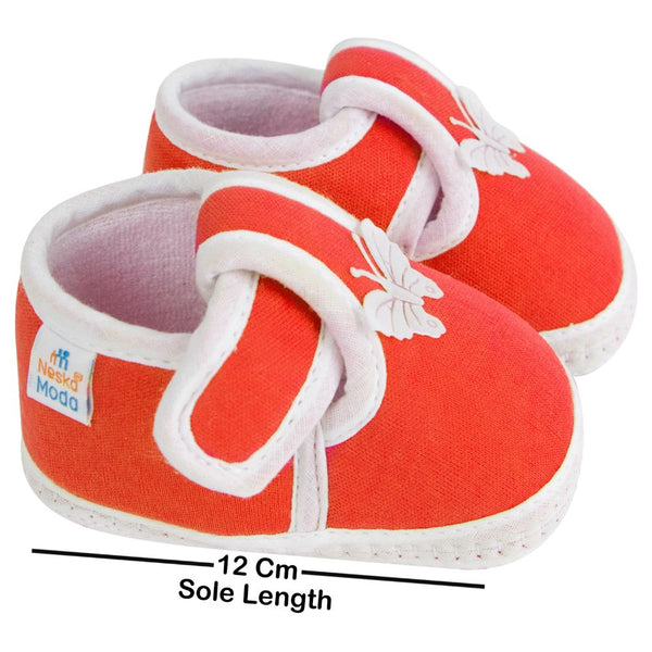 Neska Moda 6 To 12 Months Baby Boys & Girls Cotton Butterfly Velcro Booties