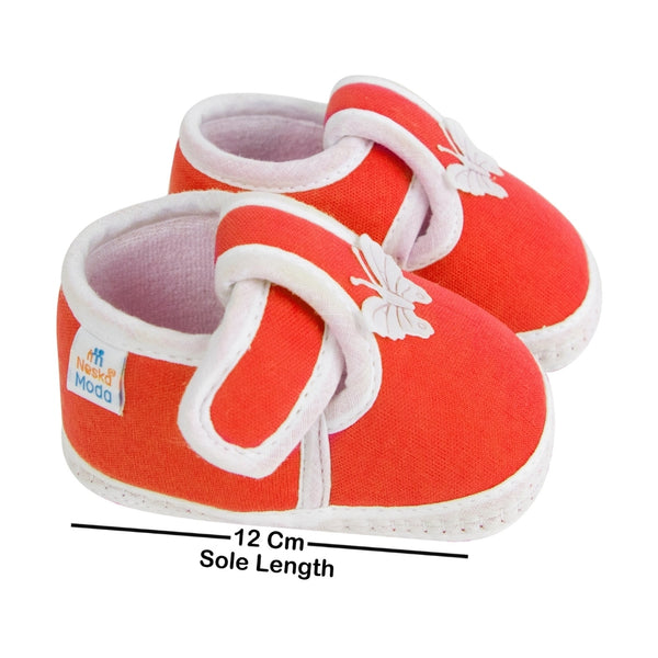Neska Moda 6 To 12 Months Baby Boys & Girls Cotton Butterfly Velcro Booties