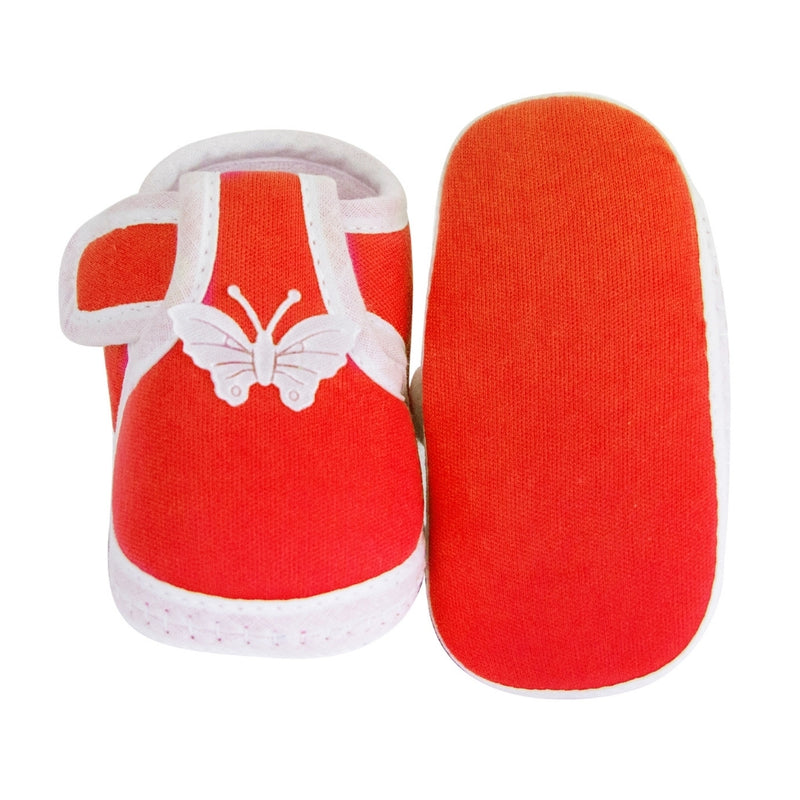 Neska Moda 6 To 12 Months Baby Boys & Girls Cotton Butterfly Velcro Booties