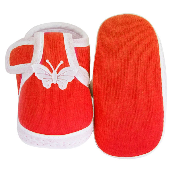 Neska Moda 6 To 12 Months Baby Boys & Girls Cotton Butterfly Velcro Booties